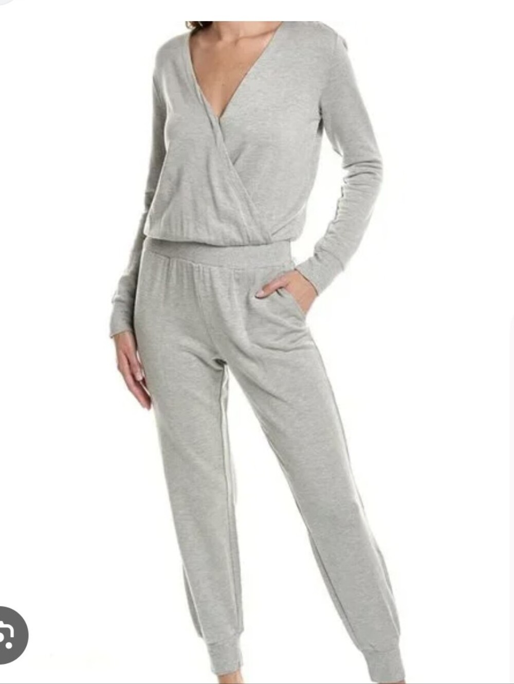 Splendid Casual Grey Wrap-Front Jumpsuit Size XS